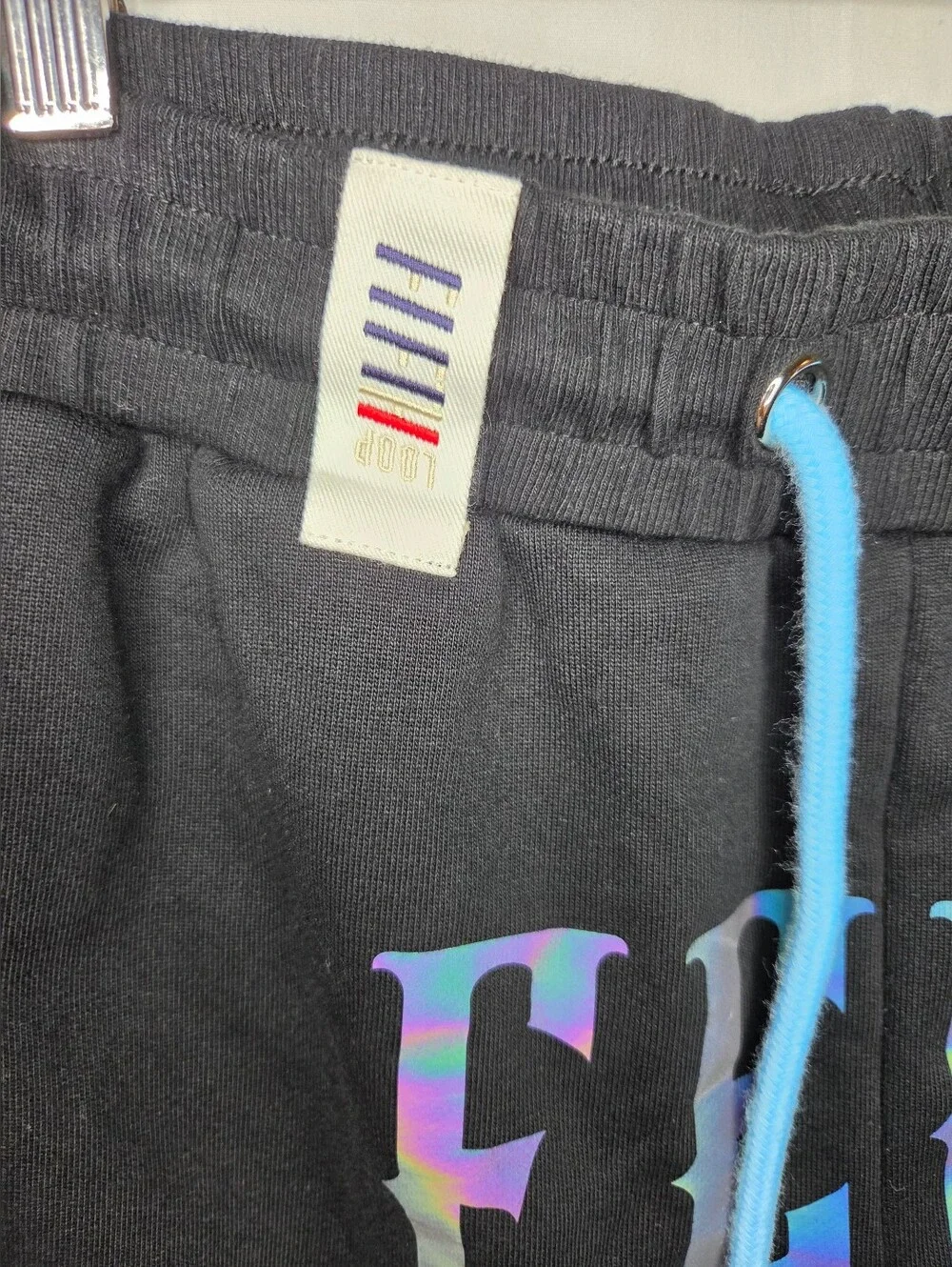 Black Men's Joggers with Iridescent 'Fear Less' Print